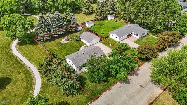 1311 Joseph St, Hawley, MN 56549 - aerial view of property and surrounding area featuring property boundaries highlighted