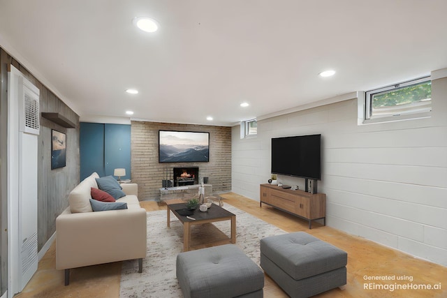 5705 36th Ave S, Minneapolis, MN 55417 - living room featuring a fireplace and recessed lighting