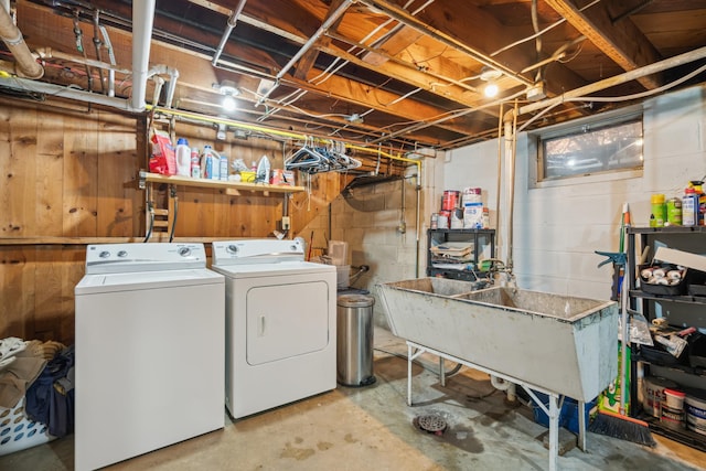 5705 36th Ave S, Minneapolis, MN 55417 - unfinished below grade area with washing machine and clothes dryer and a sink