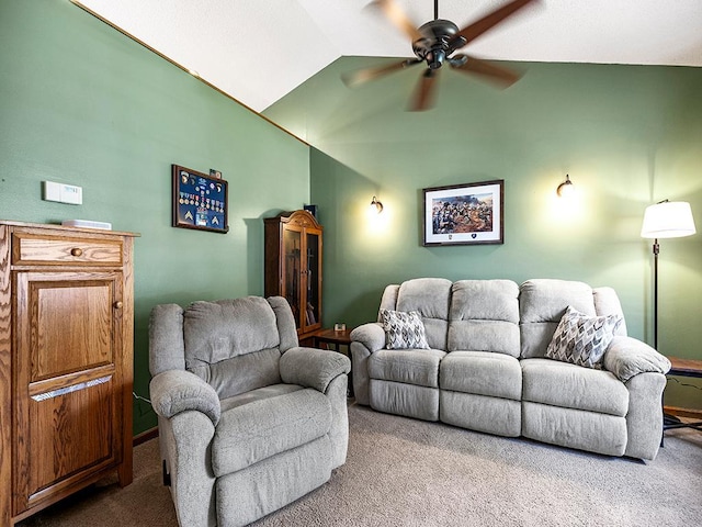 201 3rd St NW, Saint Michael, MN 55376 - living area with carpet floors, vaulted ceiling, and a ceiling fan