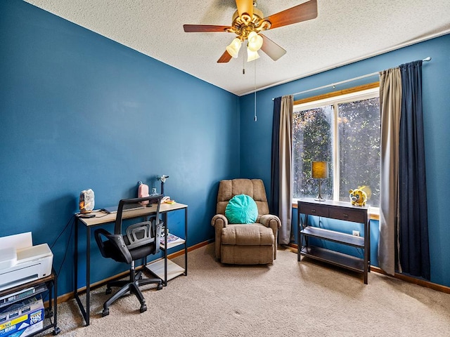 201 3rd St NW, Saint Michael, MN 55376 - office space featuring a textured ceiling, carpet, and a ceiling fan