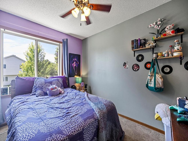 201 3rd St NW, Saint Michael, MN 55376 - bedroom featuring carpet, a textured ceiling, and a ceiling fan
