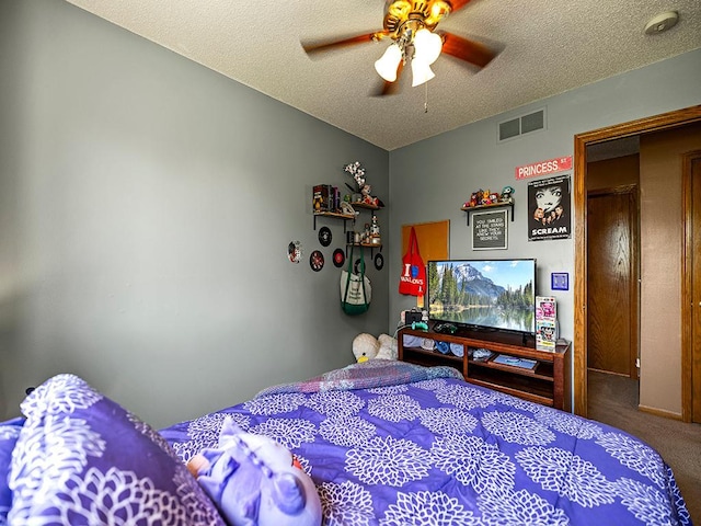 201 3rd St NW, Saint Michael, MN 55376 - bedroom with carpet floors, a textured ceiling, and ceiling fan