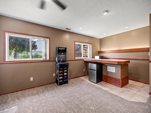 201 3rd St NW, Saint Michael, MN 55376 - office area featuring light colored carpet, a textured ceiling, recessed lighting, and a ceiling fan