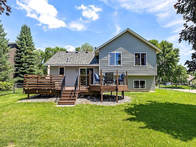 201 3rd St NW, Saint Michael, MN 55376 - rear view of house featuring a wooden deck and a shingled roof