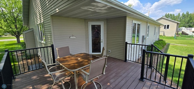 4708 21st St N, Moorhead, MN 56560 - wooden deck with a lawn