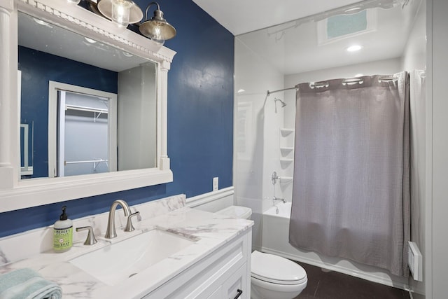 1985 Mabel Ct, Chaska, MN 55318 - bathroom with vanity and shower / bathtub combination with curtain