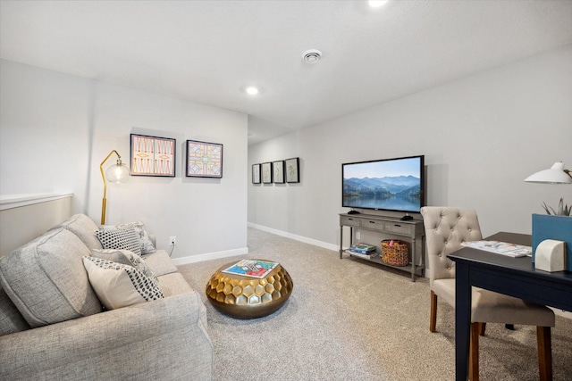 151 Snowdrop Trl, Waconia, MN 55387 - carpeted living room with an office area and recessed lighting