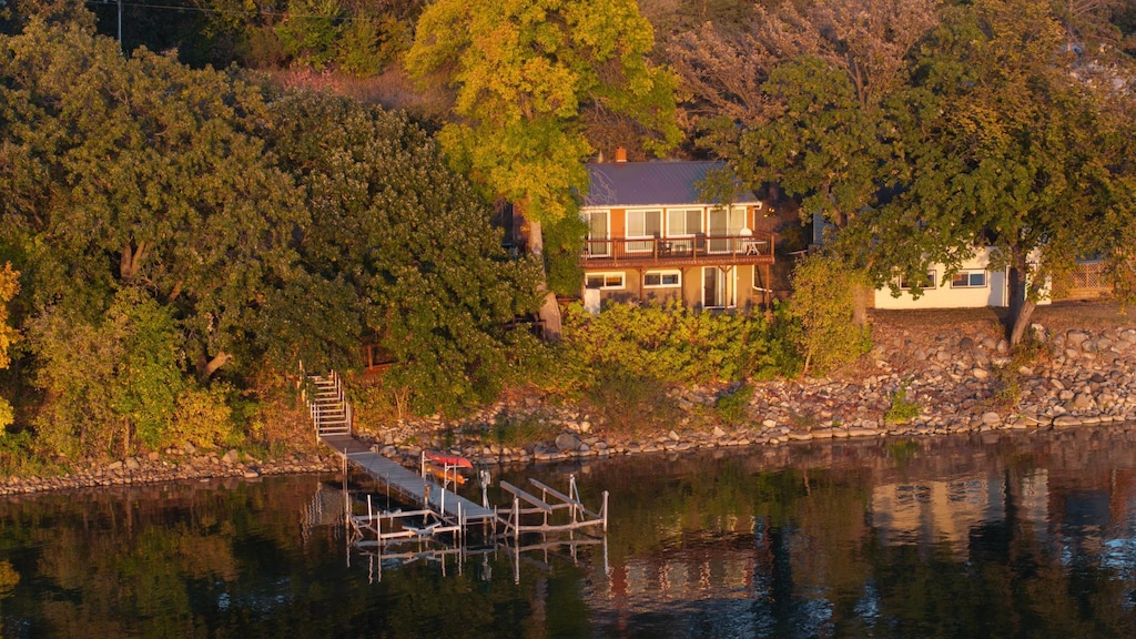 11735 Bankers Dr, Dalton, MN 56324 - aerial view of property and surrounding area with a large body of water and a forest