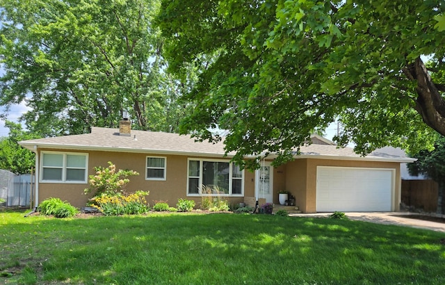 4812 Jersey Ave N, Crystal, MN 55428 - single story home with stucco siding, a garage, a chimney, and driveway