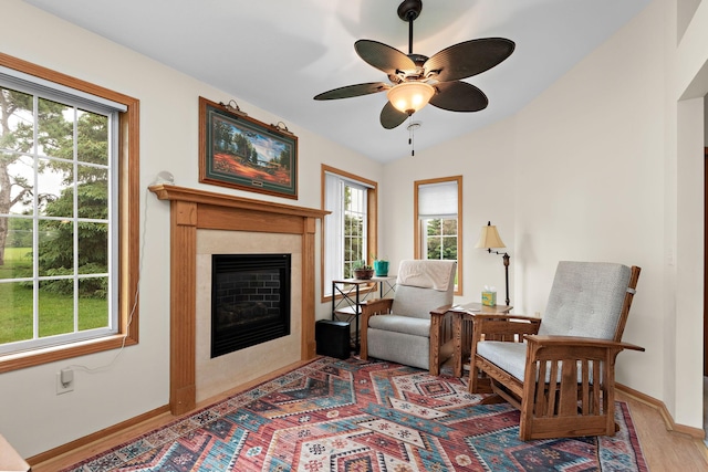 4645 Eagle Ridge Ln, Monticello, MN 55362 - sitting room with wood finished floors, healthy amount of natural light, baseboards, and a glass covered fireplace