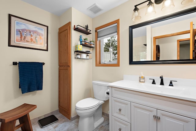 4645 Eagle Ridge Ln, Monticello, MN 55362 - bathroom with toilet, vanity, baseboards, and a shower