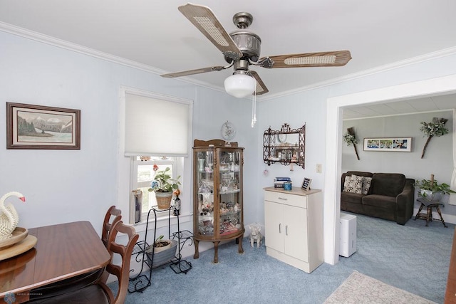 425 12th Ave S, Fargo, ND 58103 - office area featuring light colored carpet, crown molding, and a ceiling fan