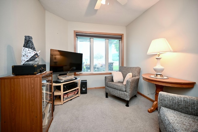 705 14th St, Wabasha, MN 55981 - sitting room featuring carpet, ceiling fan, and baseboards