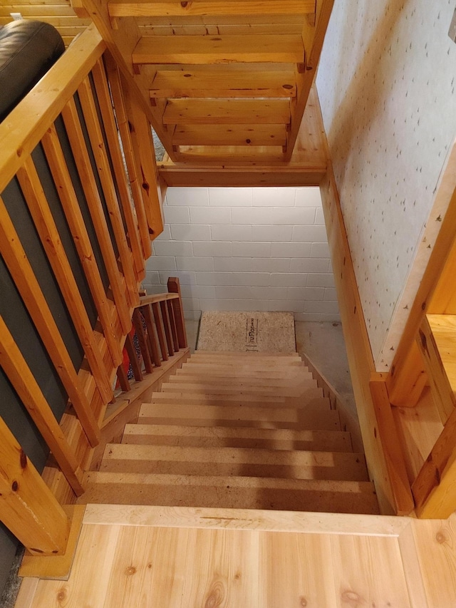 76683 Long Lake Rd, Kettle River Twp, MN 55795 - staircase with wallpapered walls
