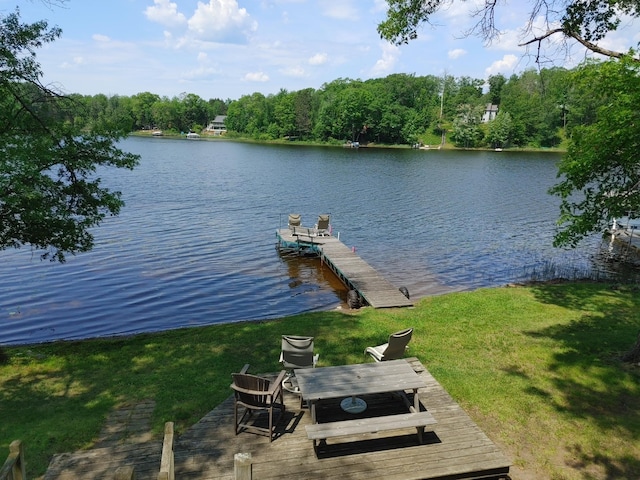 76683 Long Lake Rd, Kettle River Twp, MN 55795 - dock with a water view and a lawn