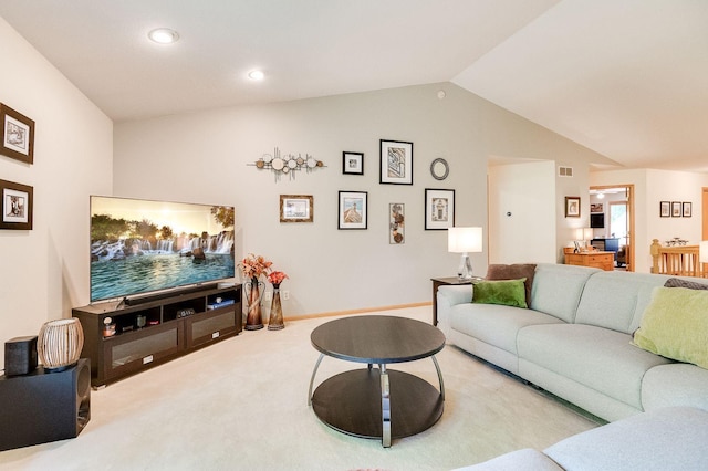 5 Anemone Cir, North Oaks, MN 55127 - carpeted living room with vaulted ceiling, recessed lighting, and baseboards