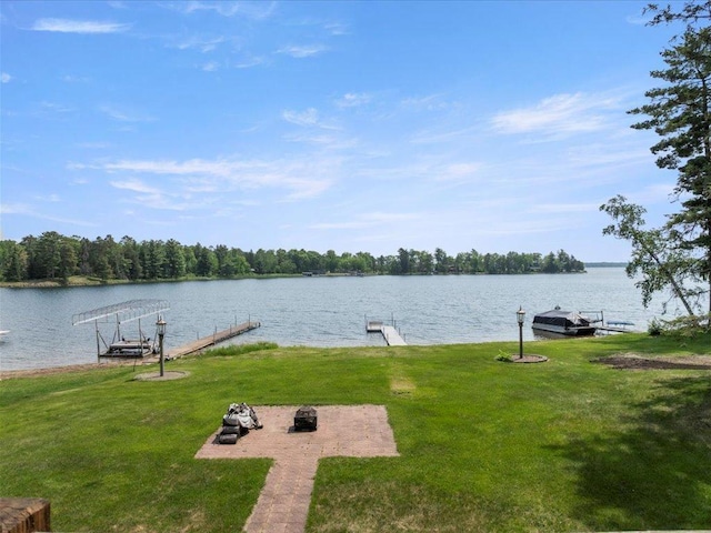 9174 Aloha Ln, Pelican Twp, MN 56472 - dock featuring a yard and a water view