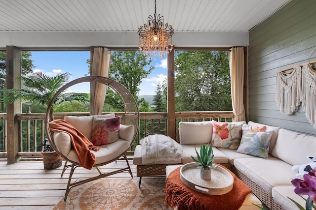 2146 84th Ave, Osceola, WI 54020 - sunroom featuring a chandelier
