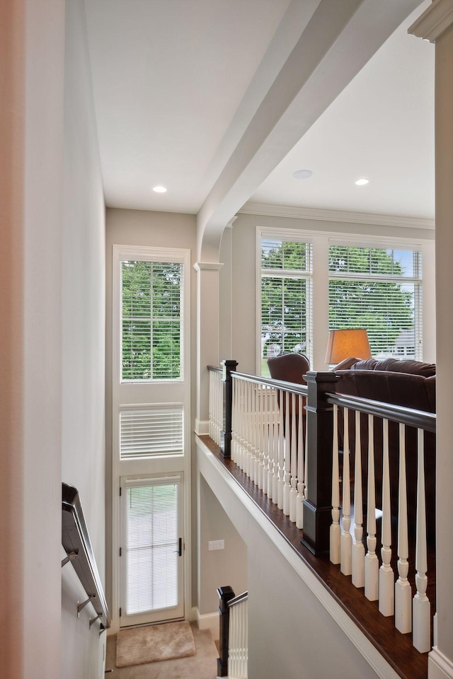 749 Fairway Dr, Medina, MN 55340 - stairs featuring healthy amount of natural light, baseboards, and recessed lighting