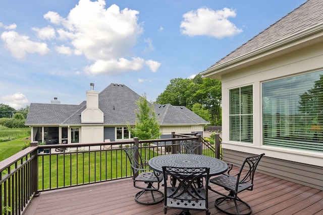 749 Fairway Dr, Medina, MN 55340 - deck featuring outdoor dining space and a lawn