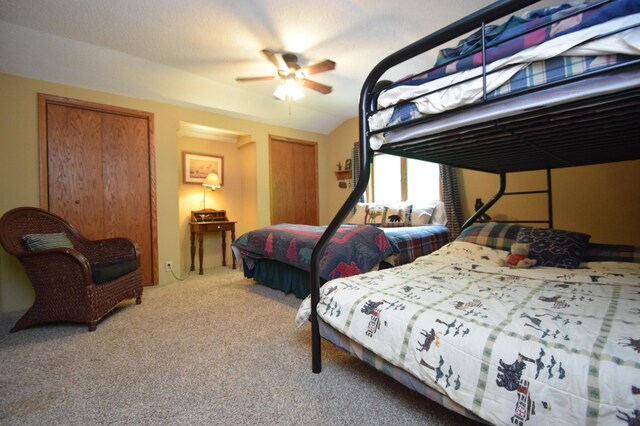 27625 Clear Sky Rd, Jackson Twp, WI 54893 - bedroom with carpet floors, multiple closets, and a ceiling fan