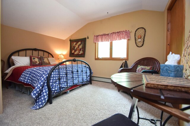 27625 Clear Sky Rd, Jackson Twp, WI 54893 - carpeted bedroom with vaulted ceiling and a baseboard radiator