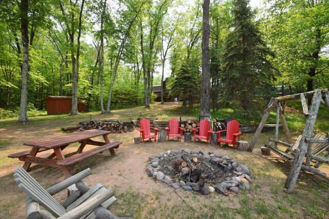 27625 Clear Sky Rd, Jackson Twp, WI 54893 - view of yard with an outdoor fire pit