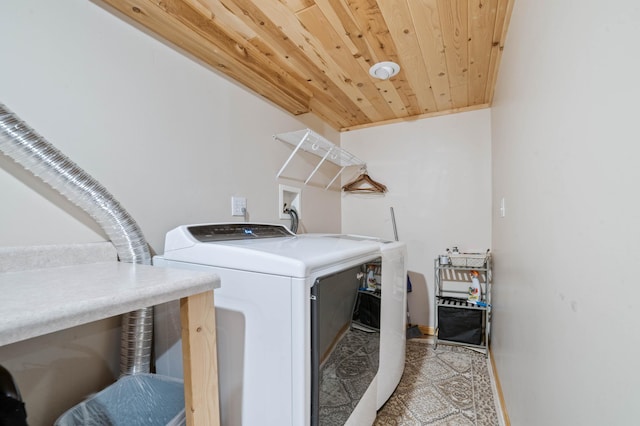 1609 Doddridge Ave, Cloquet, MN 55720 - laundry area featuring separate washer and dryer and wooden ceiling