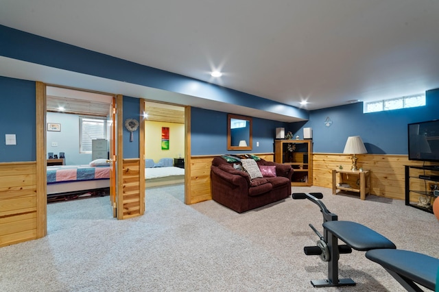 1609 Doddridge Ave, Cloquet, MN 55720 - carpeted living area with a wainscoted wall and healthy amount of natural light
