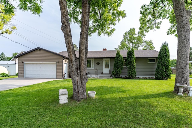 115 7th Ave S, Crookston, MN 56716 - single story home with an attached garage, driveway, a front yard, and a chimney