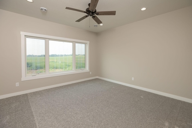 1202 15th St NE, Kasson, MN 55944 - carpeted empty room with recessed lighting, ceiling fan, baseboards, and a smoke detector