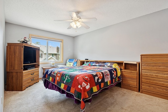 3726 Gershwin Ln N, Oakdale, MN 55128 - bedroom featuring carpet flooring, a textured ceiling, and ceiling fan