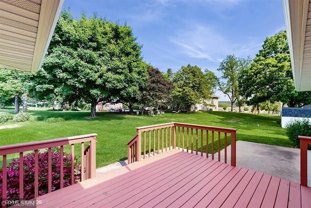 30339 72nd Avenue Way, Cannon Falls, MN 55009 - wooden terrace featuring a lawn