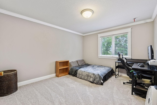2906 Butternut Dr, Chaska, MN 55318 - carpeted bedroom with crown molding, an office area, and a textured ceiling