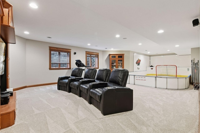 2906 Butternut Dr, Chaska, MN 55318 - home theater with light carpet and recessed lighting