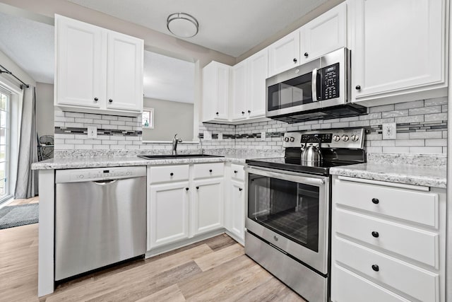 4345 Merrimac Ln N Unit 7, Plymouth, MN 55446 - kitchen featuring appliances with stainless steel finishes, a sink, backsplash, and white cabinets
