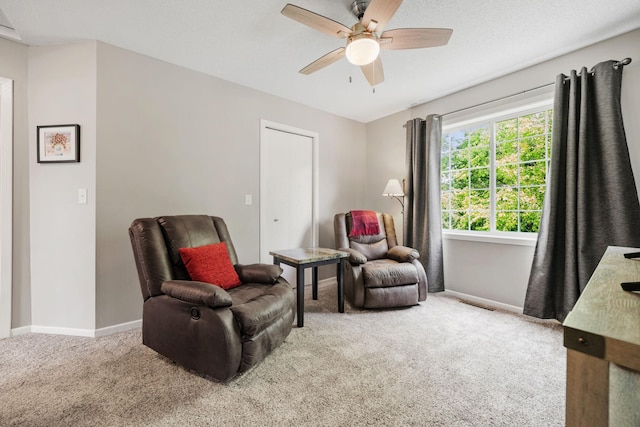 4345 Merrimac Ln N Unit 7, Plymouth, MN 55446 - sitting room with carpet flooring, baseboards, and ceiling fan