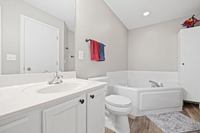 4345 Merrimac Ln N Unit 7, Plymouth, MN 55446 - full bath with wood finished floors, a bath, vanity, and toilet