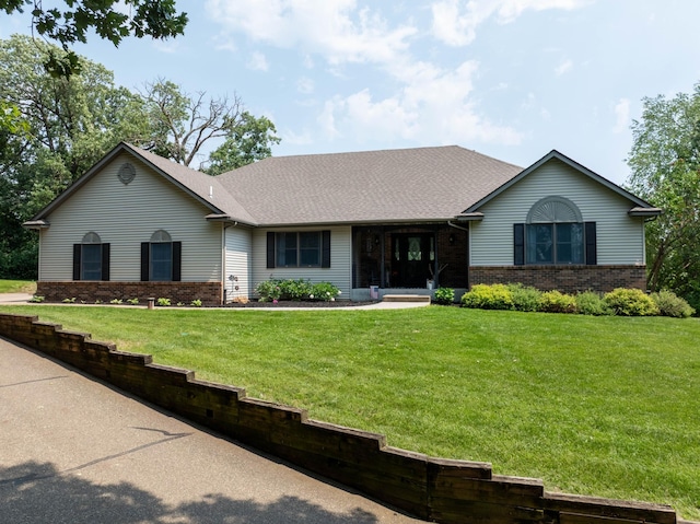 3250 Wild Turkey Ln, Red Wing, MN 55066 - single story home with brick siding, a front lawn, and a shingled roof