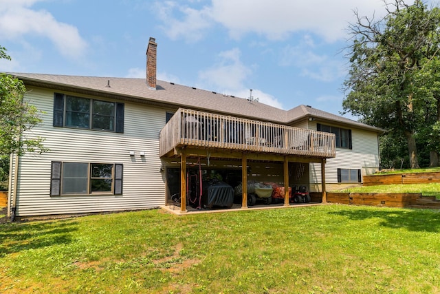 3250 Wild Turkey Ln, Red Wing, MN 55066 - back of house with a deck, a yard, and a chimney