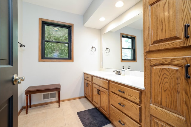 3250 Wild Turkey Ln, Red Wing, MN 55066 - bathroom with vanity, recessed lighting, and tile patterned floors