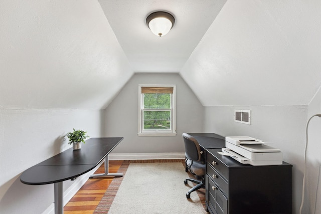 5718 13th Ave S, Minneapolis, MN 55417 - office featuring wood finished floors, baseboards, and lofted ceiling
