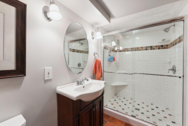 5718 13th Ave S, Minneapolis, MN 55417 - full bathroom with vanity, a shower stall, and toilet