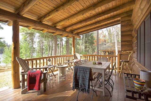 9453 Little Elbow Lk N, Cook, MN 55723 - wooden deck featuring outdoor dining area