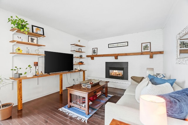 1714 5th St NE, Minneapolis, MN 55413 - living area with wood finished floors, a fireplace, and ornamental molding