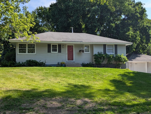 16522 Elm Dr, Minnetonka, MN 55345 - ranch-style house with a front yard, a garage, and entry steps
