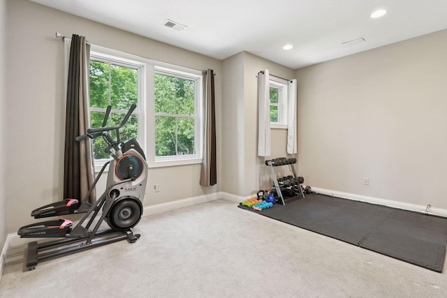312 Barry Ave N, Wayzata, MN 55391 - exercise room featuring baseboards, carpet flooring, and recessed lighting