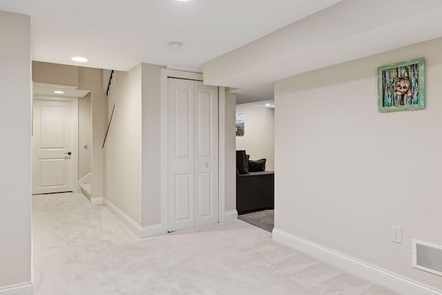 312 Barry Ave N, Wayzata, MN 55391 - hall featuring light carpet, baseboards, and recessed lighting