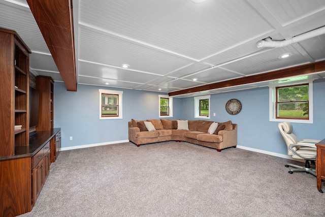 135 Glen Creek Rd NE, Fridley, MN 55432 - carpeted living area with baseboards and recessed lighting